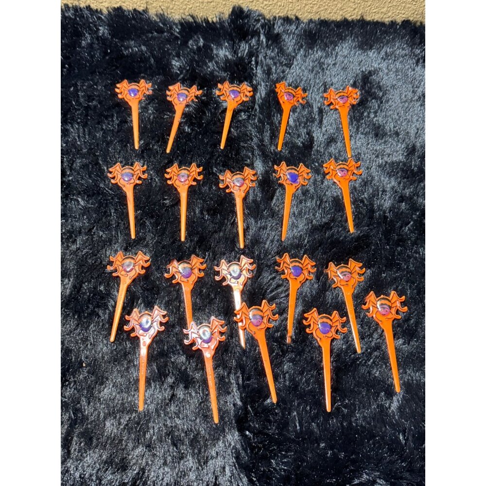 Halloween Orange Spider Cupcake Toppers Set Of 20